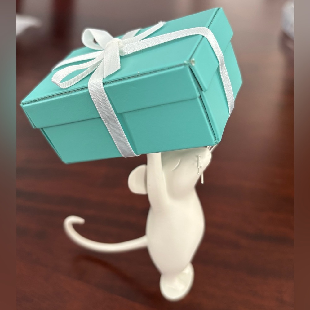 Tiffany & Co. White Mouse Figurine Holding Tiffany Gift Boxes with Bows - Picture 3 of 5